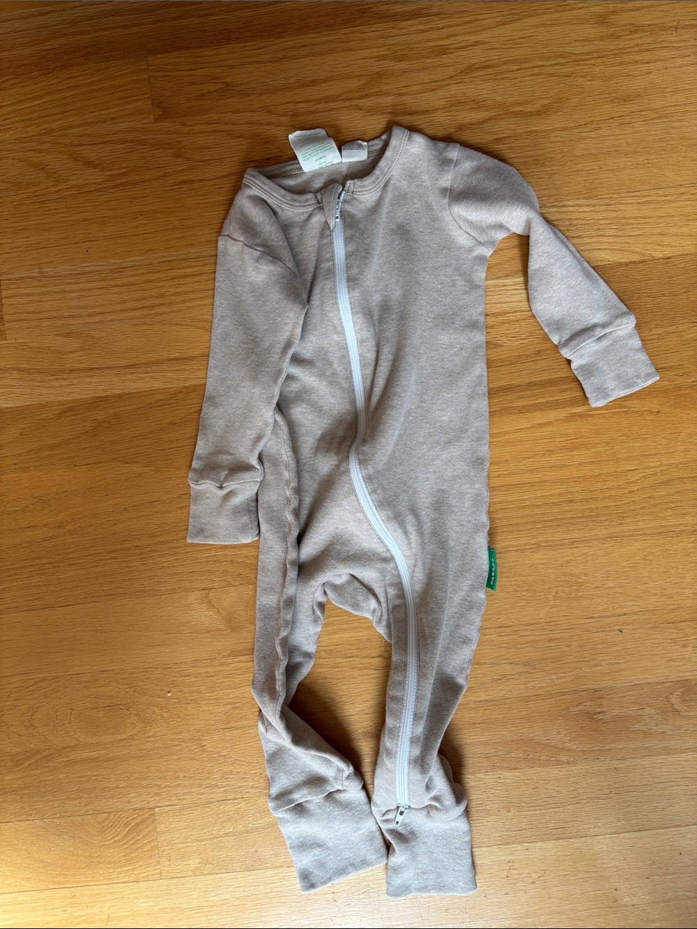 Soft Brown Zip-Front Kids One-Piece Bodysuit